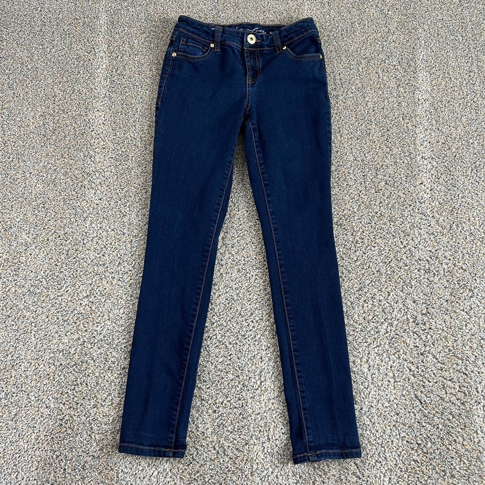 INC Denim Jeans Women's 0 Petite Skinny Leg Low Rise Stretch Dark Wash Casual